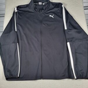 Puma Track Jacket Mens 3XL Black Full Zip Training Mock Neck Athletic Logo